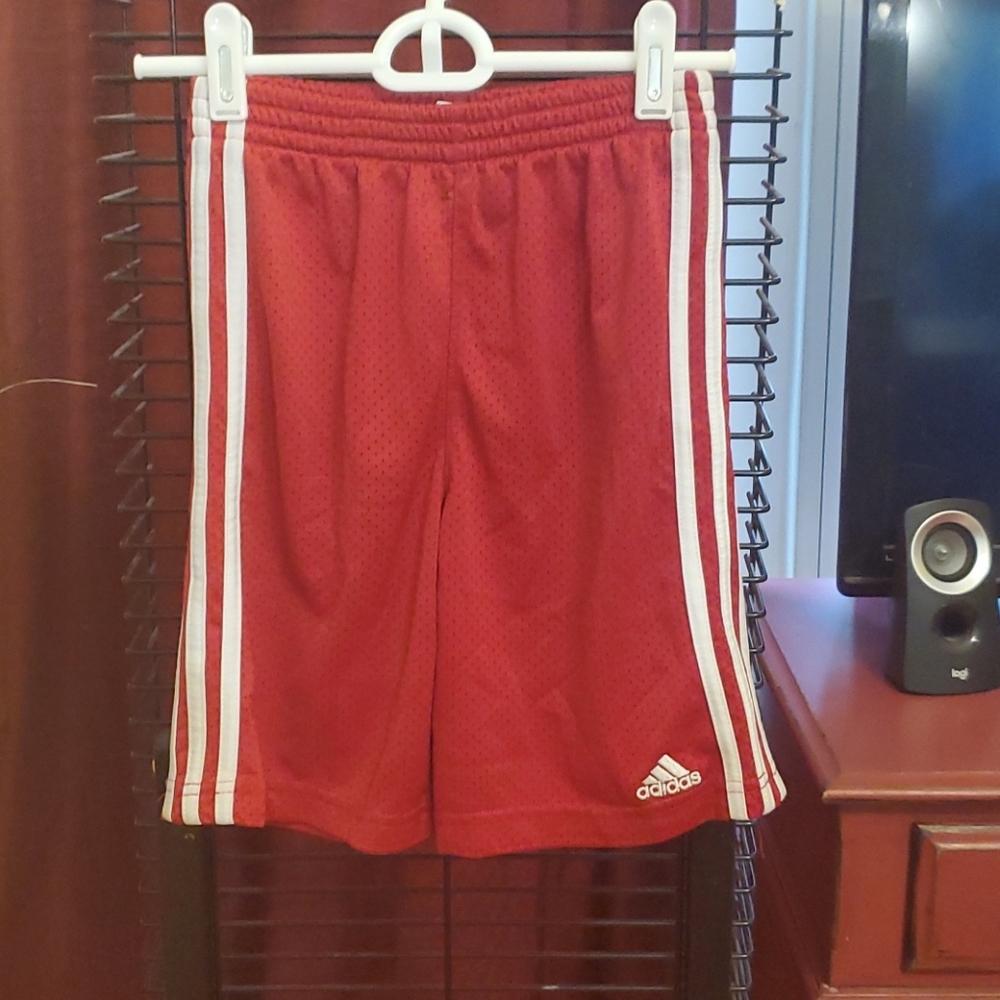 Boys red Adidas shorts